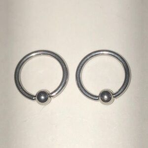 Silver Tone Stainless Steel Captive Bead 16 Gauge Body Piercing Earrings